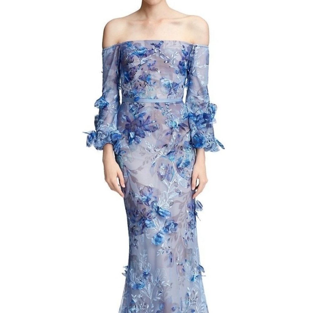 marchesa notte blue gown size2
